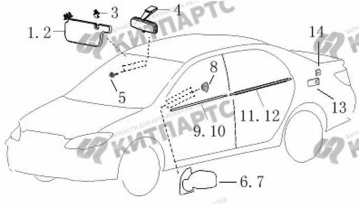 Зеркала и козырьки, молдинги дверей BYD