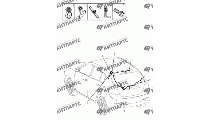 Жгут проводов задний (хетчбэк) Geely